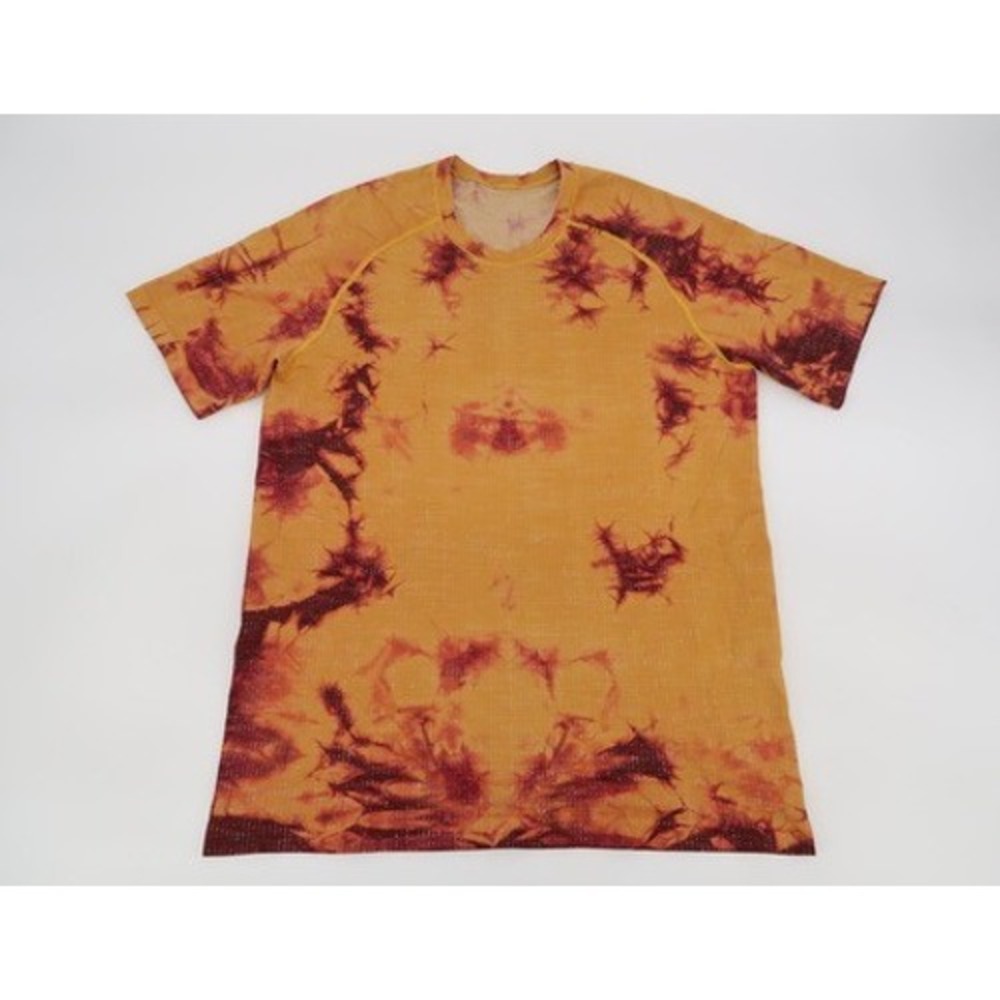 Lululemon‎ Metal Vent Tech Shirt 2.0 Mens Large Orange Red Tie Dye Short Sleeve
